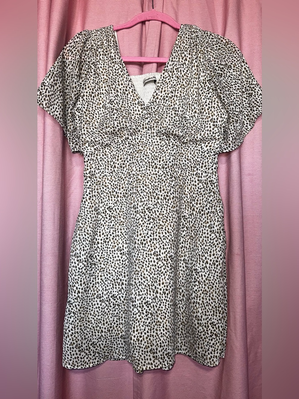 Abercrombie & Fitch Black and White Ditsy V-Neck Mini Dress